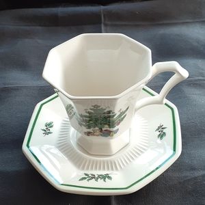 Nikko Christmastime octagonal cup & saucer.